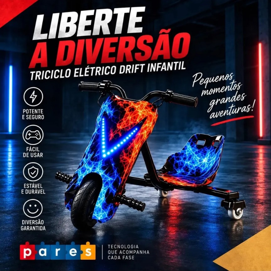 Triciclo elétrico drift infantil
